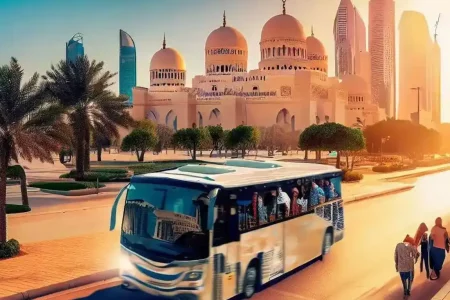 "Vibrant streets and cultural sites of Abu Dhabi on a guided city tour"