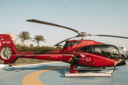 "Exciting helicopter adventure with Falcon Tours offering unique perspectives of Dubai"