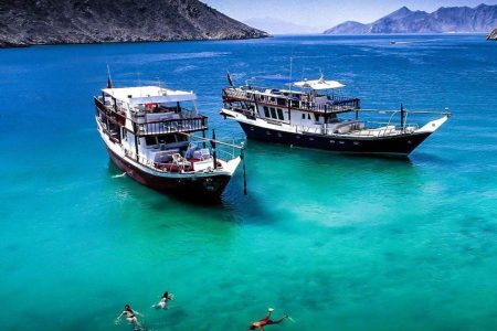 "Breathtaking landscape of Musandam seen during the Dibba tour cruise"